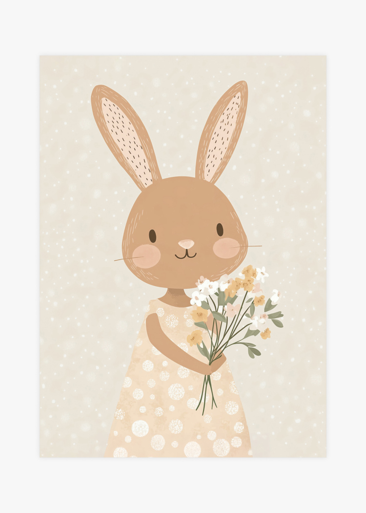 plakaty detske zajicek s kvetinou 01 v1