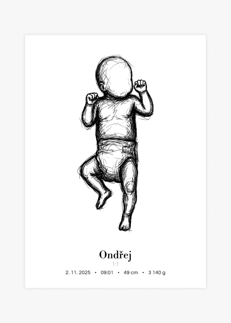 plakaty na miru miminko v zivotni velikosti skica I chlapecek 01