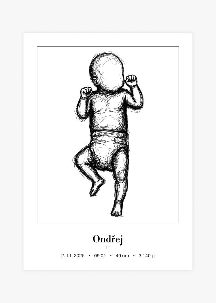 plakaty na miru miminko v zivotni velikosti skica I chlapecek 02