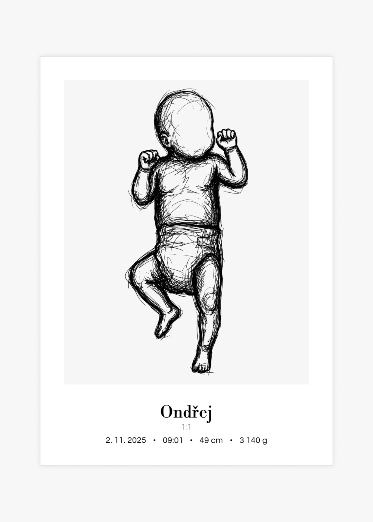 plakaty na miru miminko v zivotni velikosti skica I chlapecek 03
