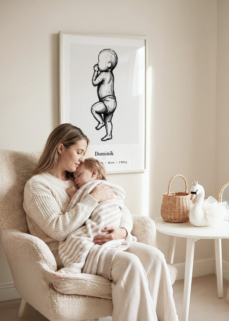 plakaty na miru miminko v zivotni velikosti skice cernobila II 05