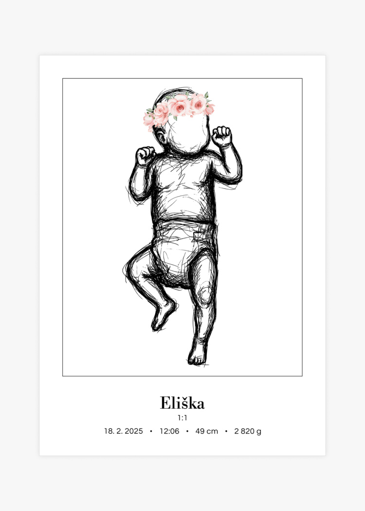 plakaty na miru miminko v zivotni velikosti skice ruzova I 02