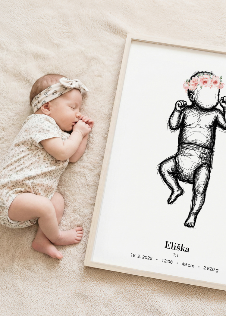 plakaty na miru miminko v zivotni velikosti skice ruzova I 04