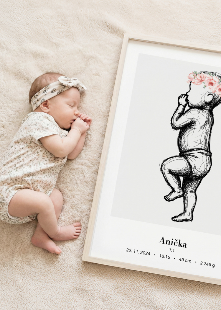 plakaty na miru miminko v zivotni velikosti skice ruzova II 04