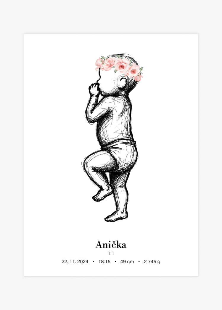 plakaty na miru miminko v zivotni velikosti skice ruzova II 01