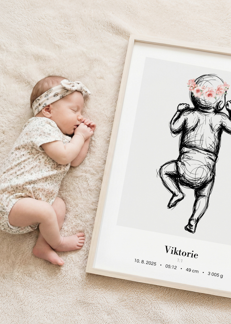 plakaty na miru miminko v zivotni velikosti skice ruzova III 04