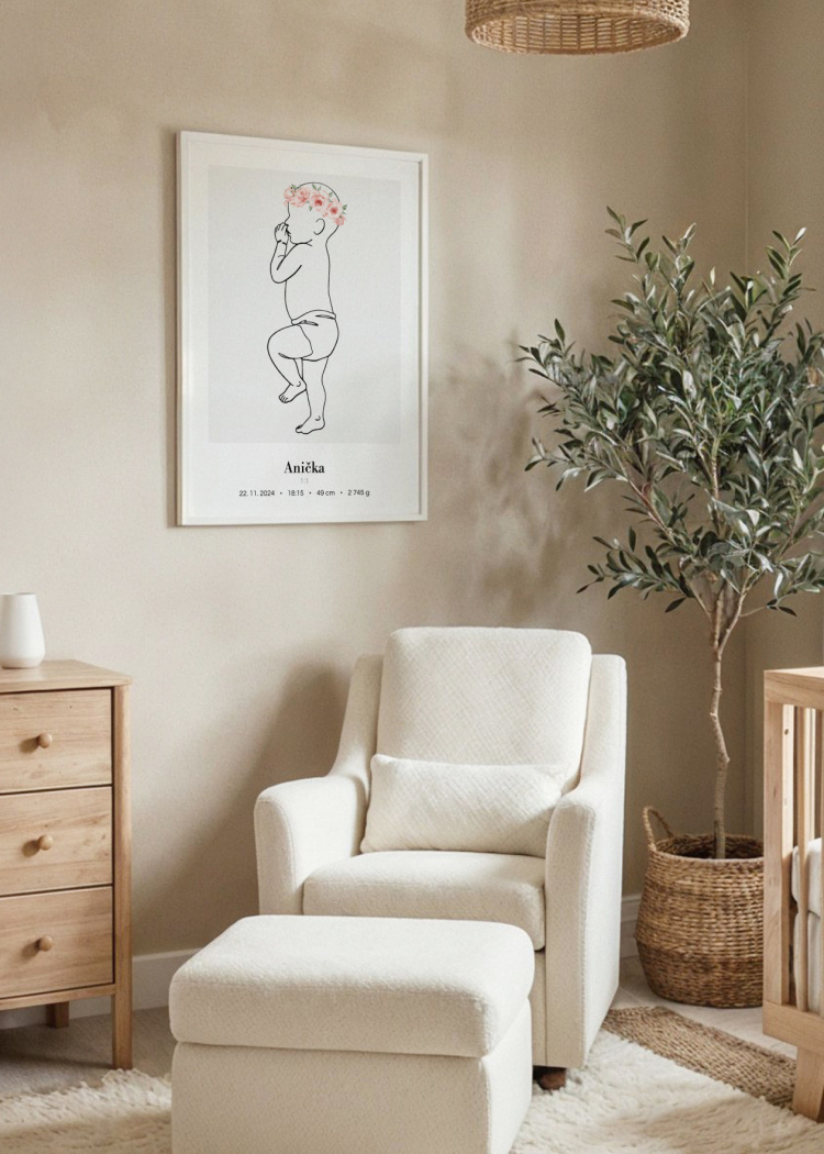 plakaty na miru miminko v zivotni velikosti lineart ruzova II 06