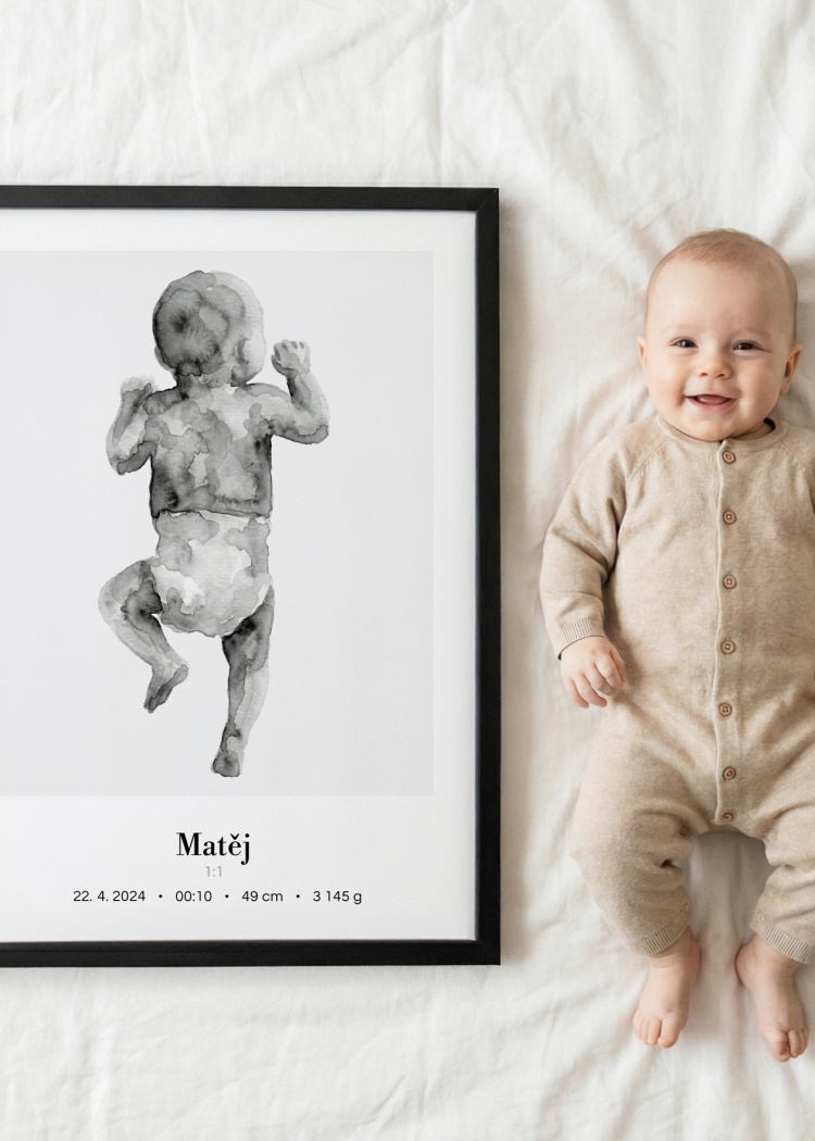 plakaty na miru miminko v zivotni velikosti akvarel III 1