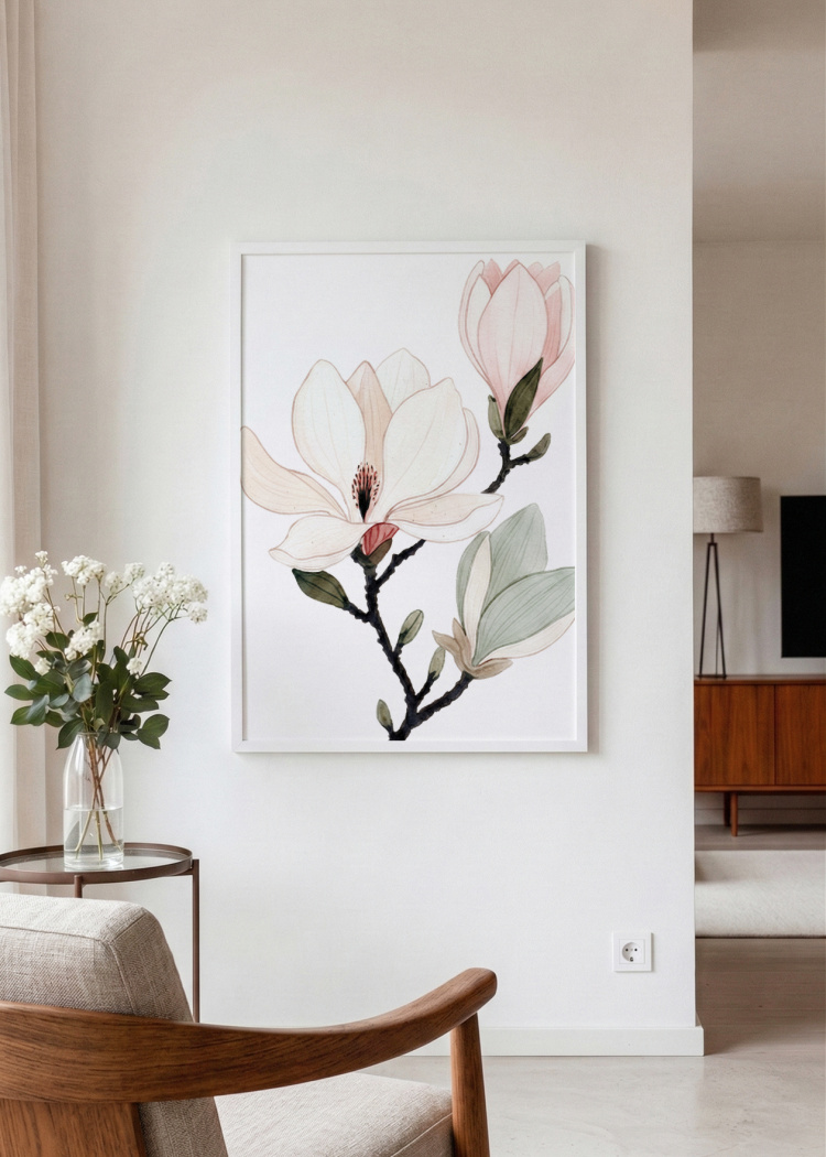 plakaty rostliny akvarelova ilustrace magnolie i 02