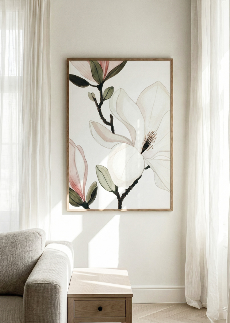 plakaty rostliny akvarelova ilustrace magnolie ii 02