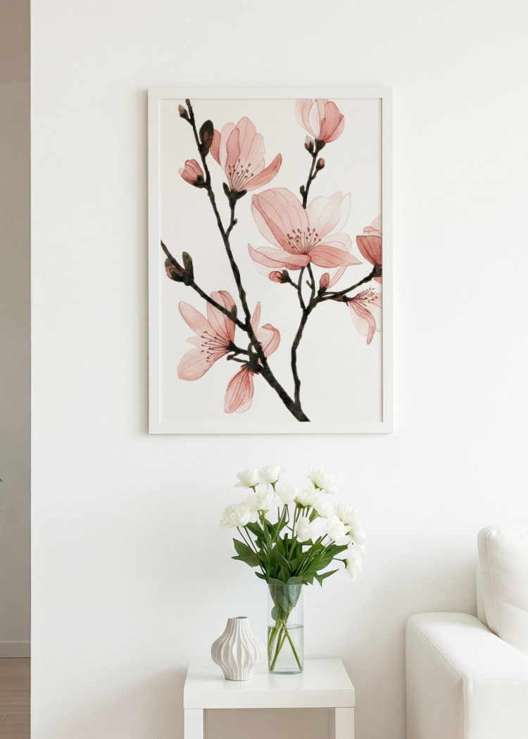 plakaty rostliny akvarelova ilustrace sakura 02