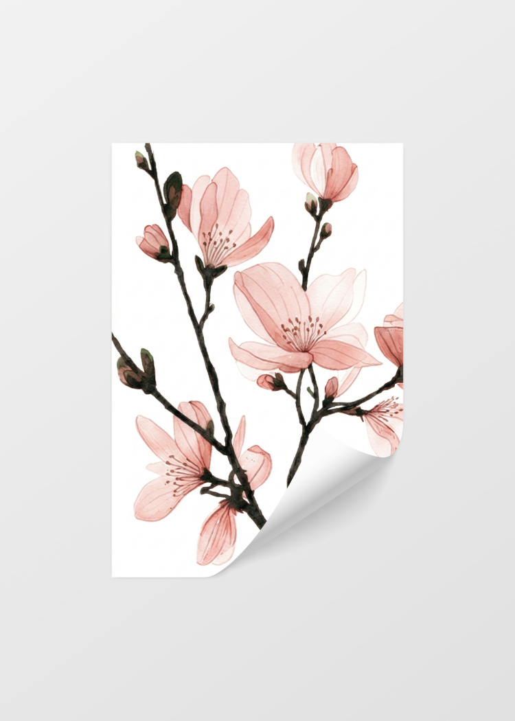 plakaty rostliny akvarelova ilustrace sakura 04