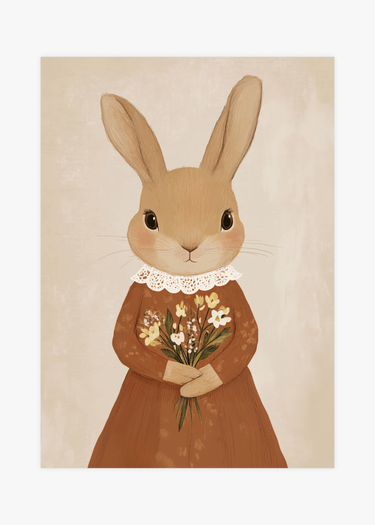 plakaty detske králik s kvetinami 01 v1