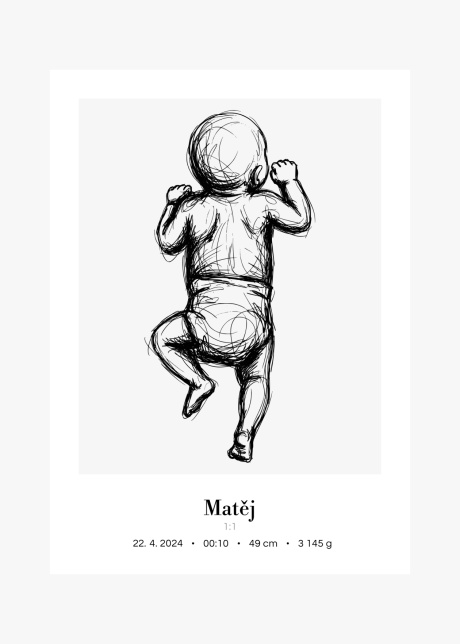 Plakát Miminko v životní velikosti (skica) - na bříšku | Plakater.store