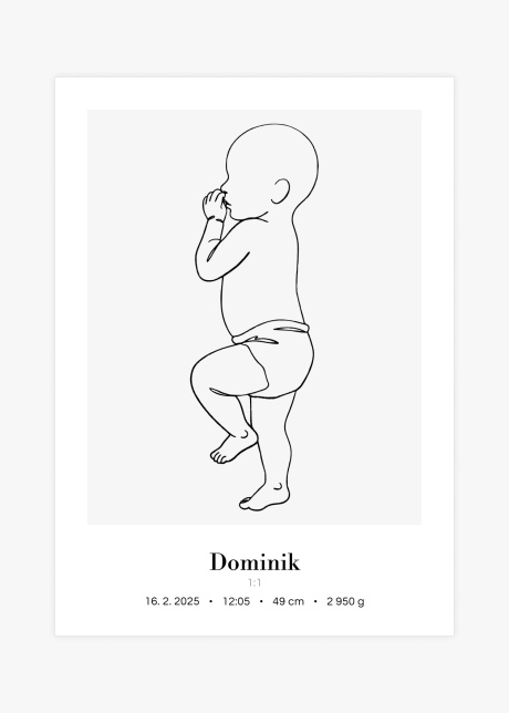 Plakát Miminko v životní velikosti (lineart) - na boku | Plakater.store