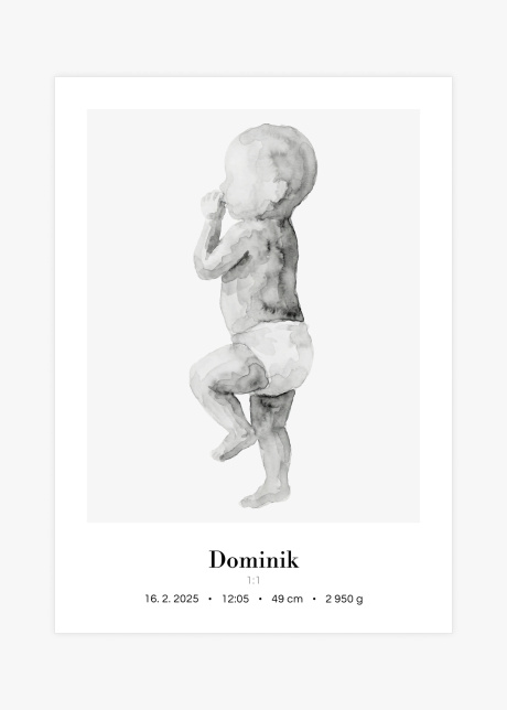 Plakát Miminko v životní velikosti (akvarel) - na boku | Plakater.store